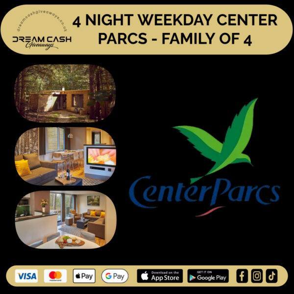 4 Nights Weekday Stay Center Parcs Family of 4 Holiday